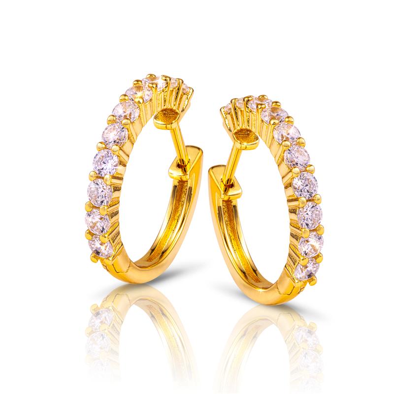 Yellow Gold-Finished Sterling Silver Eternity Earrings